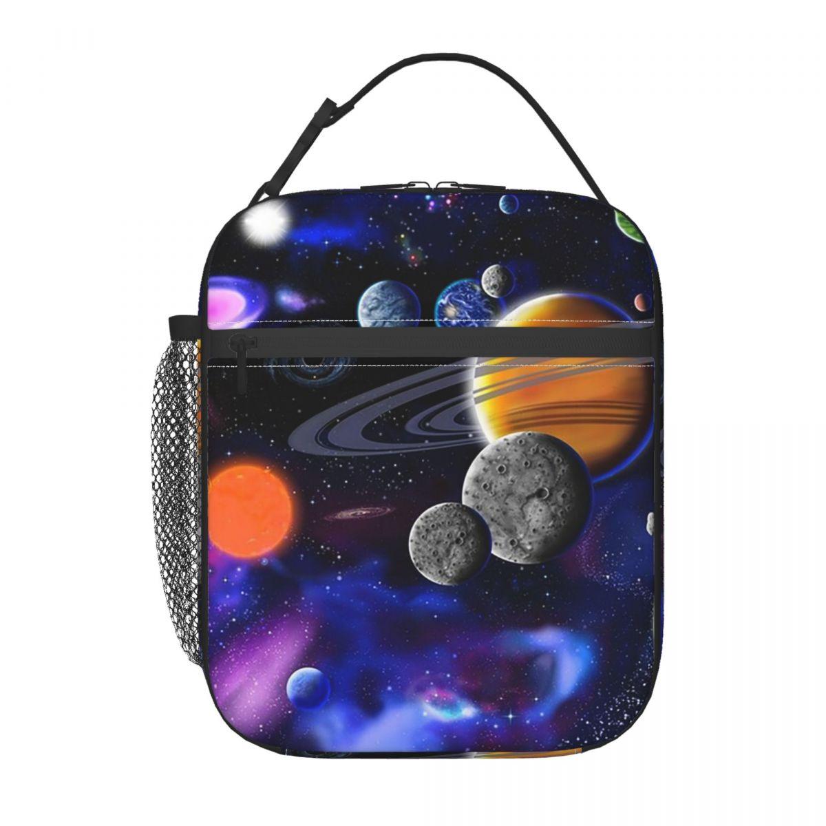Zonnestelsel Ruimte Planeten Universum Geïsoleerde Lunchtas voor Vrouwen Kinderen Draagbare Voedseldozen Thermische Lunchbox Tote One Size