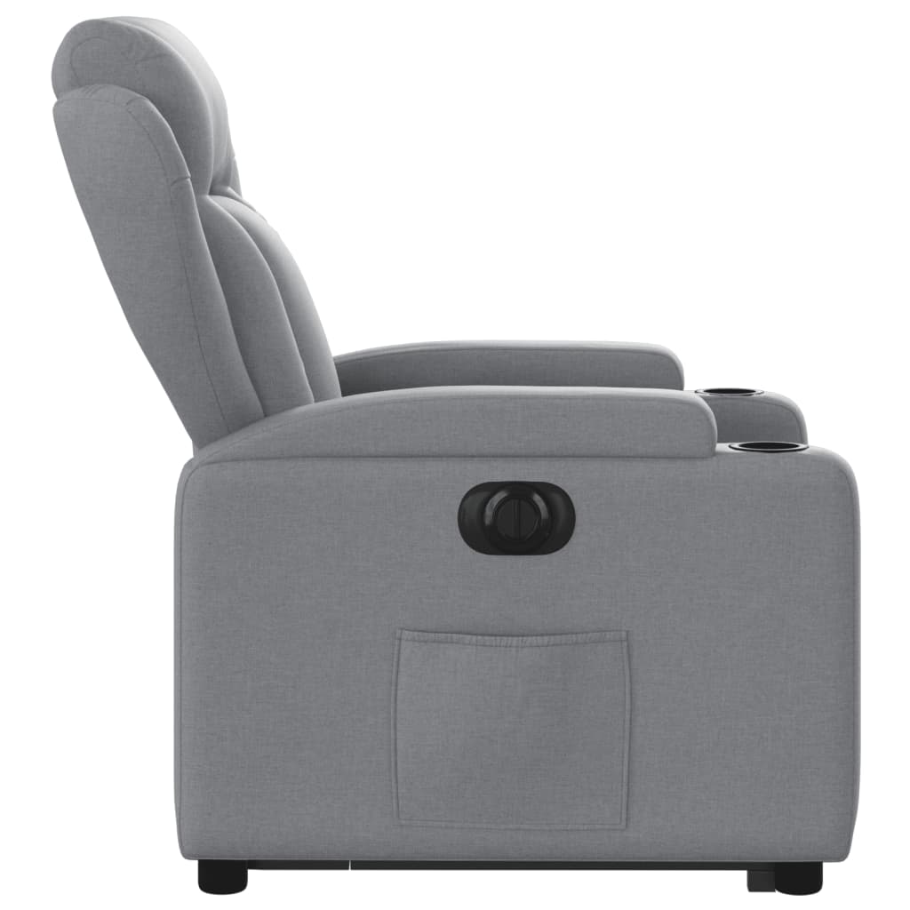 Electric Recliner Chair with Rising Function Light Grey Fabric