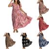 Kvinner Casual Løs Bohemian Floral Dress Kortermet Lang Maxi Summer Beach Swing Dress
