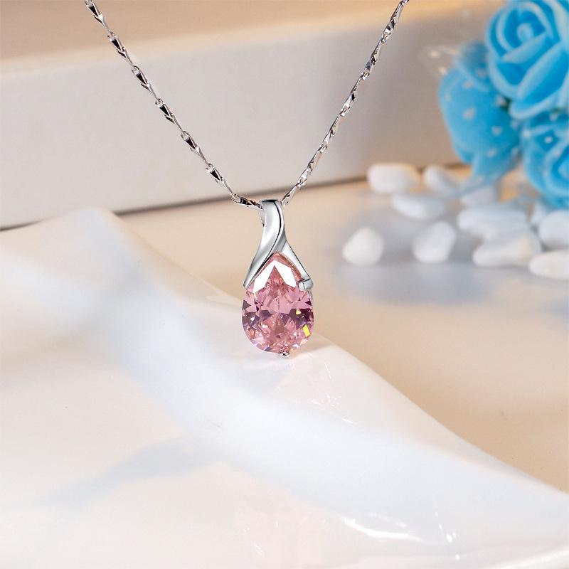 925 Sterling Sølv Krystall Engel Tå Topas Halskjede - Valentinsdag Vintage Kragebenssmykke