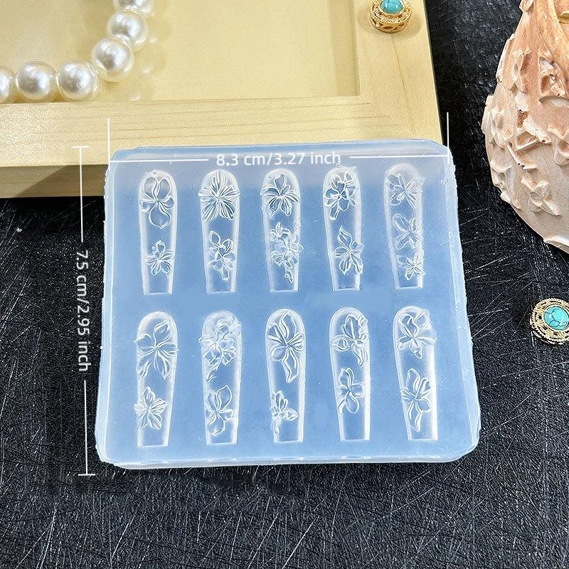 1Pc Chain Ice Flower Butterfly 3D Acrylic Mold Nail Art Decorations Diy Design Silicone Nails Mold