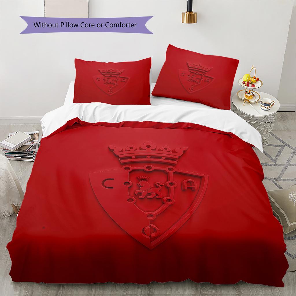 CA Osasuna2 Pattern Bedding Quilt Set Home Decoration Gift (1 * Duvet Cover + 2 * Pillowcase Without Core)