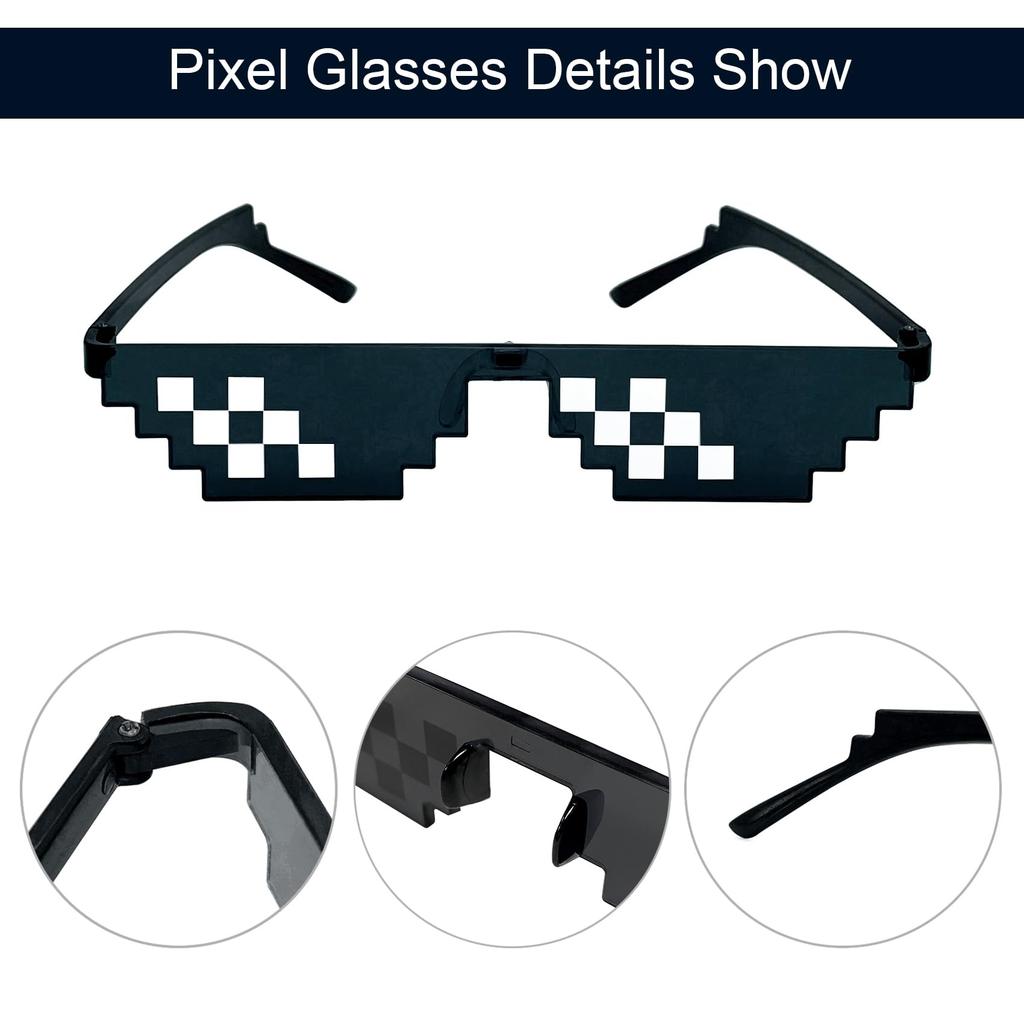 [Lorigun] Thug Life Sunglasses Pixel Mosaic Glasses Party Glasses MLG Shades (12 Pixels)