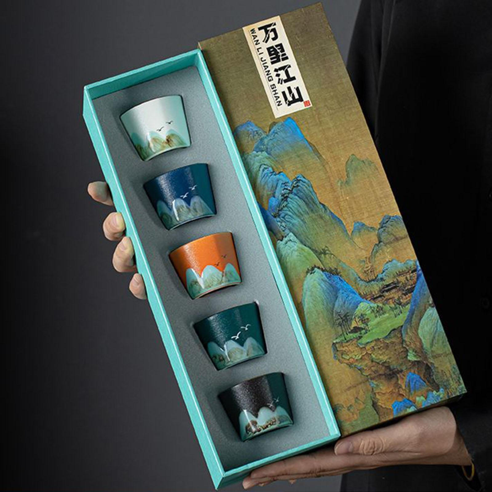 

5 шт. керамическая чашка для чая кунг-фу портативные печи вареная кружка с вкладышами для путешествий