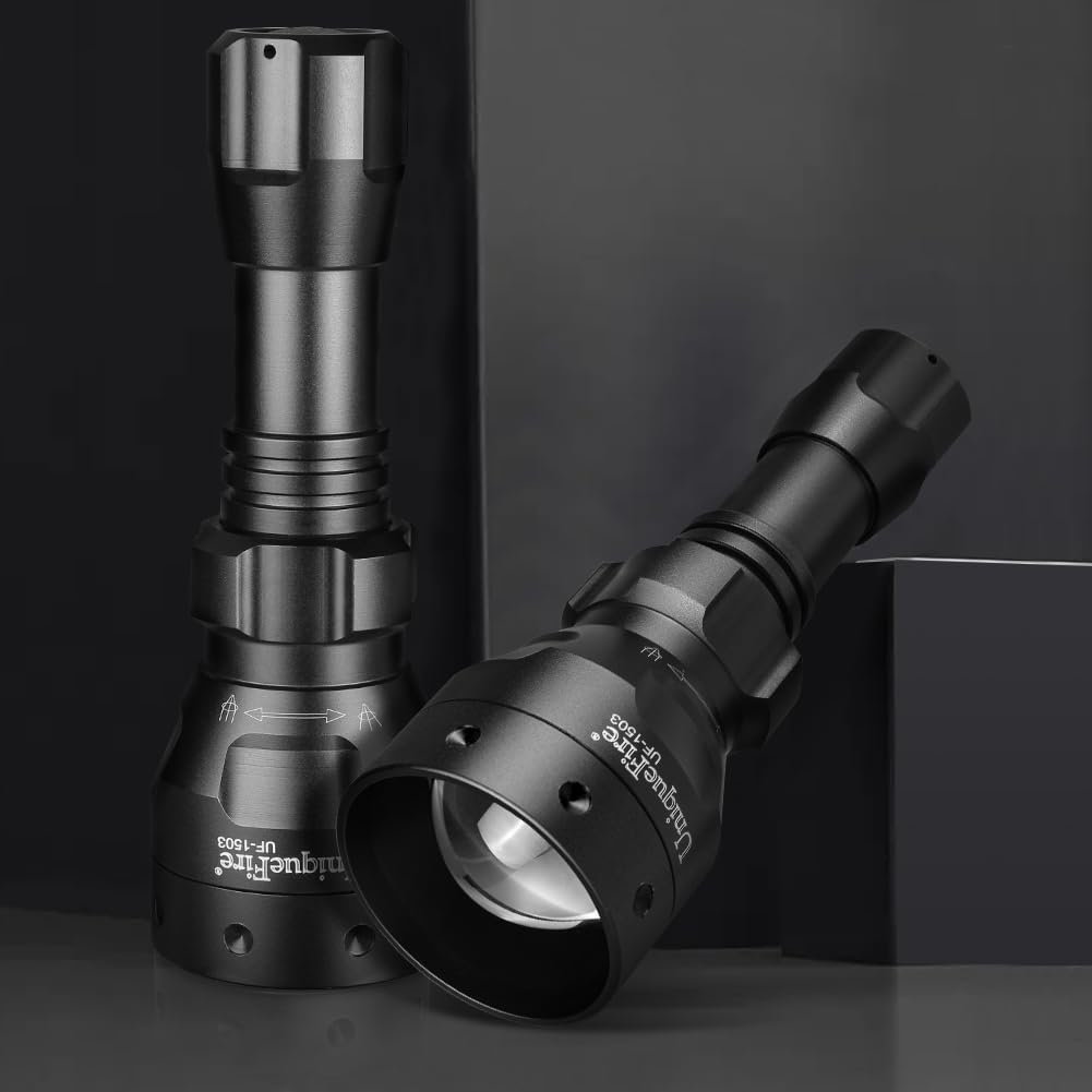 Lanterna LED Infraroșu UniqueFire UF1503 Viziune Nocturnă cu LED Infraroșu IR T50 de 50mm pentru Căutare Nocturnă și Uz Militar 1503 IR Zoom, Lumină,