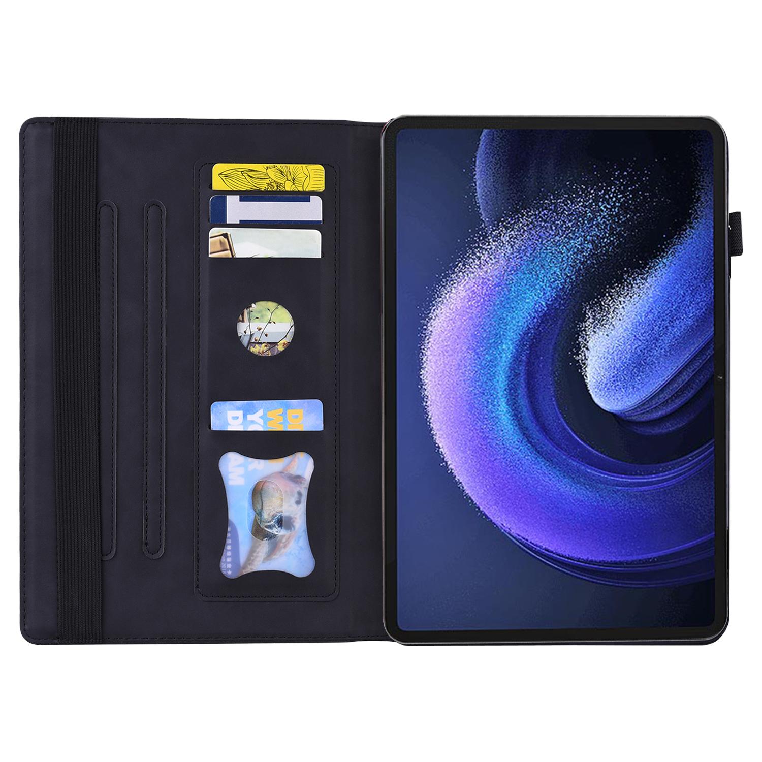 

For Xiaomi Pad 6 Business Stand Wallet Case PU Leather Tablet Cover with Pencil Holder Loop Blue