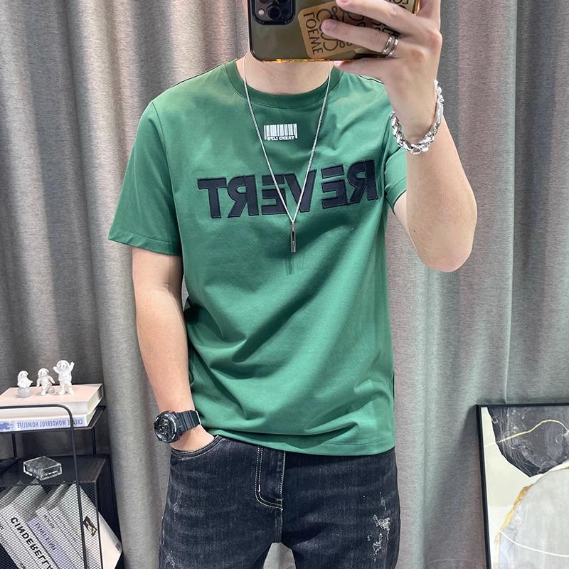 Camiseta Masculina Moderna de Manga Curta com Estampa de Letras 2024