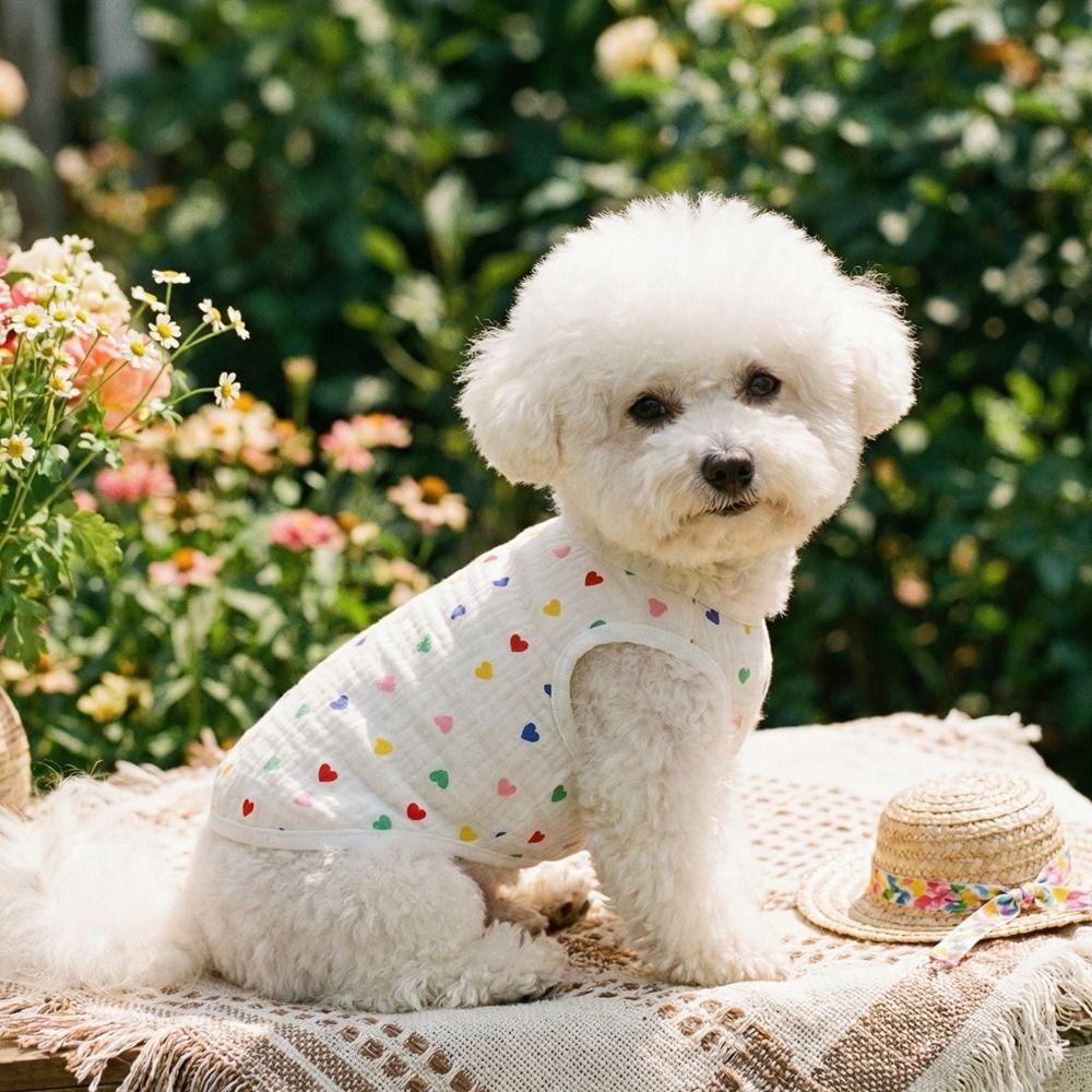 Thin Pet T-shirt Soft Cotton Dog Sleeveless Clothes Fashionable Pet Short Shirt Puppy Wear