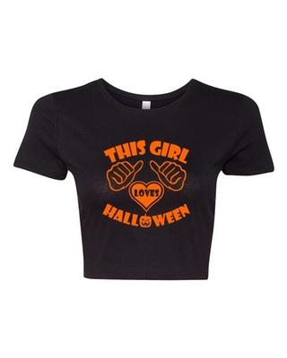 Crop Top Ladies This Girl Loves Halloween Costume Funny Humor T-Shirt Tee Unisex T-Shirt