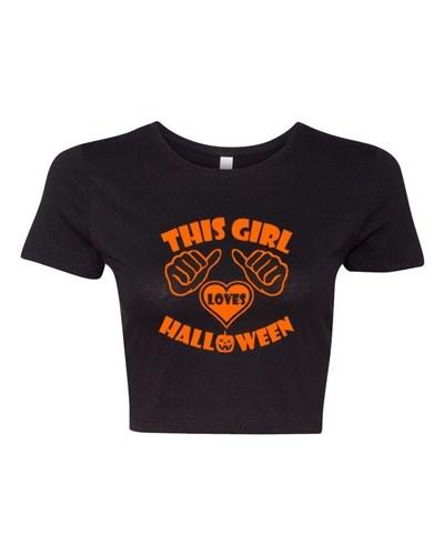 

Crop Top Ladies This Girl Loves Halloween Costume Funny Humor T-Shirt Tee Unisex T-Shirt XXXXL