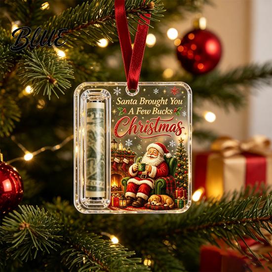 Money Gift Decor Christmas Cash Holder Ornament Acrylic Angel Santa Cat Tree Hanging for Xmas Tree Holiday Party Decoration with Lanyard Ornament