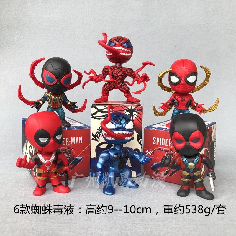 6 Styles Spider-Man Venom Deadpool Action Figure Model Ornament Cake Topper Collectible Blind Box Fine Detail