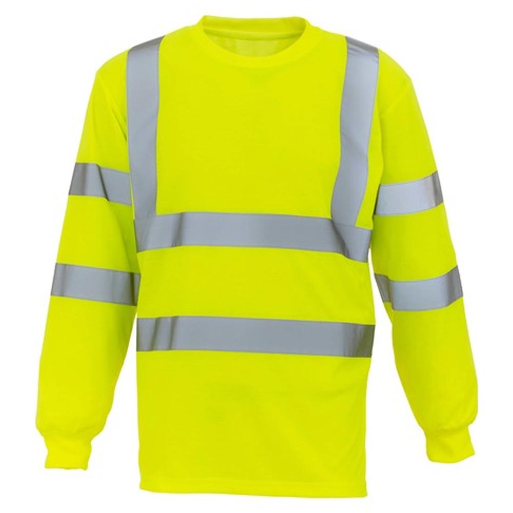 Yoko Mens Hi-Vis Long-Sleeved Safety T-Shirt