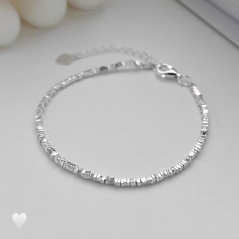 Yumei S999 Sterling Silver Starry Sky Bracelet – Versatile Broken Silver Design.