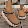 Fashion Snow Boots Women Winter 2025 New Wear Slip-on Slippers Retro Platform Khmer Slippers