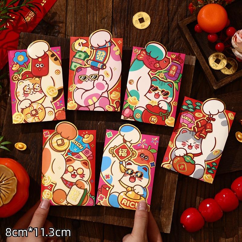 6Pcs 2026 Horse Year Cartoon  Year Red Packet Lucky Red Envelope Creative Spring Festival Birthday Wedding Lucky Money Pouch