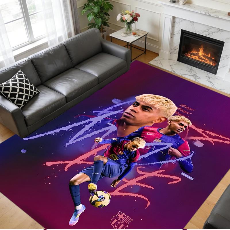 Anti‑Slip Crystal Velvet Floor Rug, Lamine Yamal Design Carpet for Indoor Living Bedroom Home Decoration