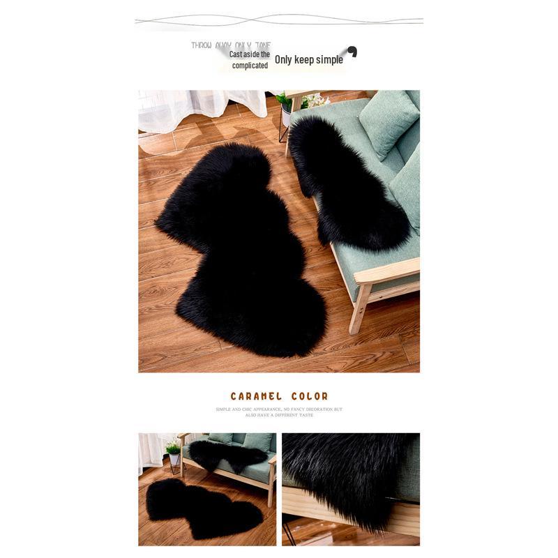 Modern Heart-Shaped Faux Wool Rug – Long Pile Mat for Bedroom & Living Room