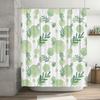 Green Plant Leaves Shower Curtain Fabric Home Decor Waterproof Bathroom Hanging Rod Hook Shower Curtain Shower Decoration
