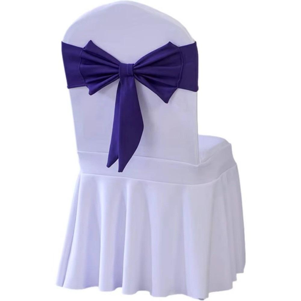 Spandex Chair Sash Ready Made Satin Ribbon Bows Chair Bands  Wedding Banquet Events Decoration