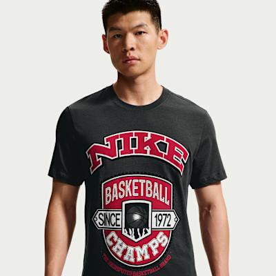 Nike T Shirts Men s Gray/Red/White Crew Neck Moderate S