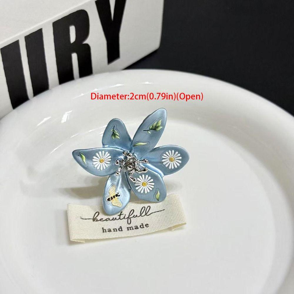 Open Ring Enamel Flower Ring Daisy Irregular Enamel Ring Personality Heart Ring  Gift