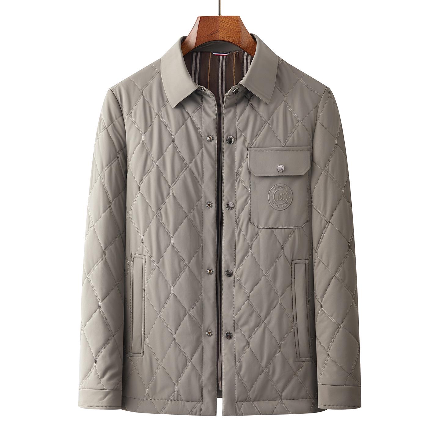 

Autumn/Winter Lightweight Lapel Mulberry Silk Cotton Jacket for Mid-Aged Business Professionals XL хакі