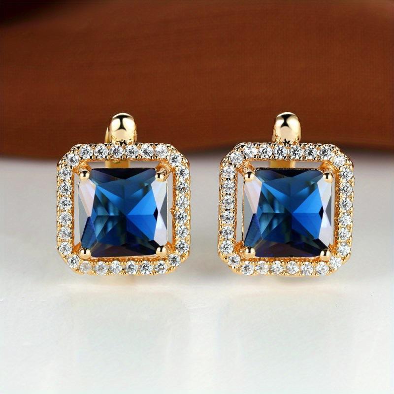 Luxury Square Green Natural Zircon Stud Earrings for Women Fashion Rose Gold Bride Wedding Earrings Statement Jewelry