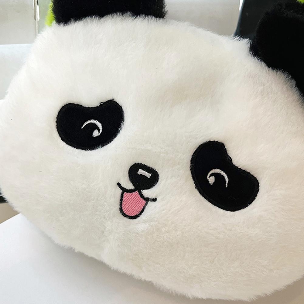 Cute Panda Shaped Plush Handbag Women Animal Crossbody Bags Bamboo Shaped Strap Hobo Shoulder Bag Travel Shopping Underarm Pouch