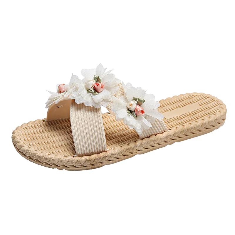 Women's fashion trend accessory Sunflower anti-slip wear soft sole flat flip flops 2025