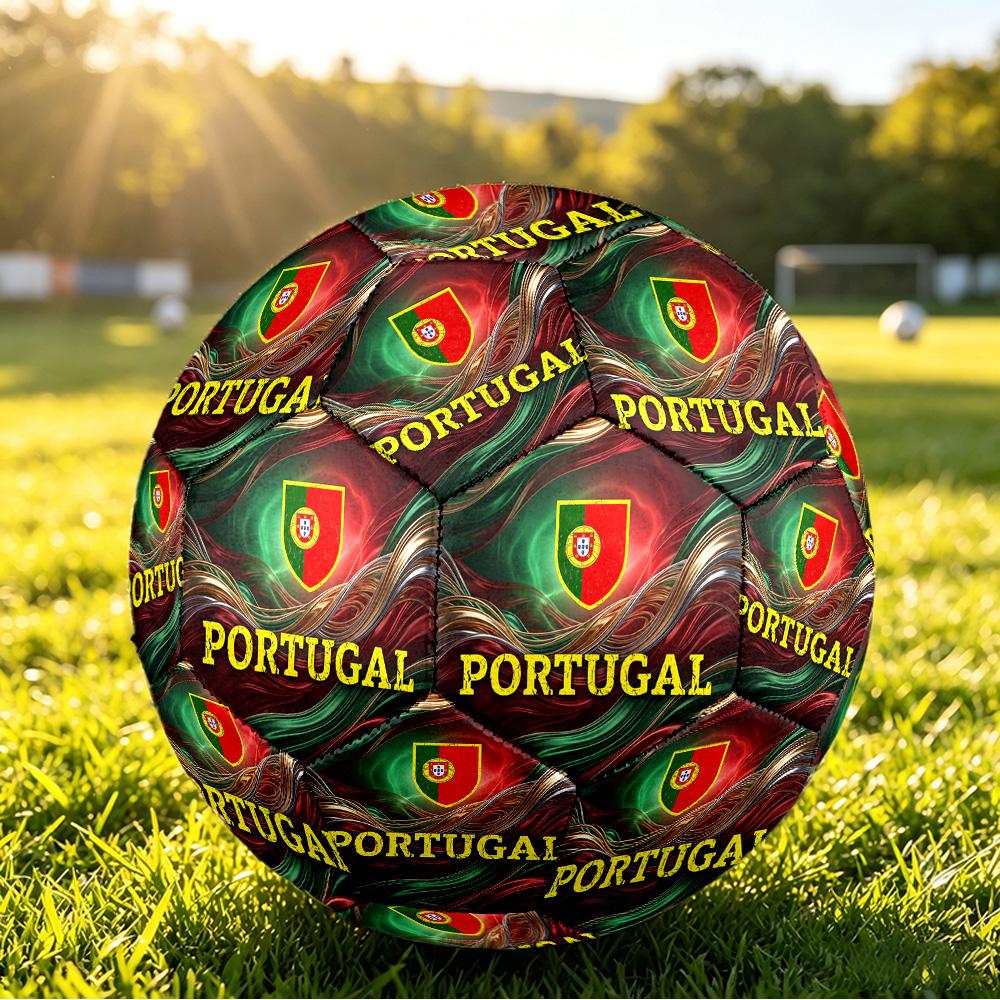 Portugalsko Fotbalový Potisk Velikost 5 Fotbalový Míč Odolný proti Opotřebení Standardní Fotbalový Míč pro Trénink Dospělých Dárek pro Fanoušky pro Vnitřní Venkovní Zápas Sport