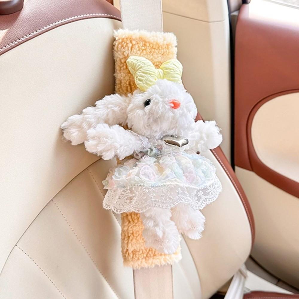 Plush Rabbit Car Seat Strap Pads Shoulder and Neck Protection Safety Belt Cover Car Interior Decor