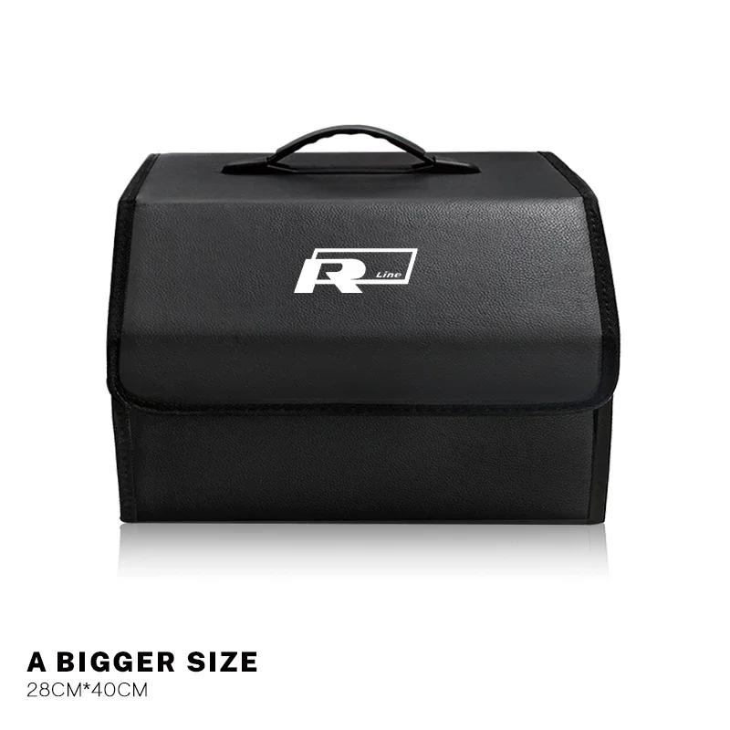 Car Trunk Storage Box Leather Sundries Organizer Travel Bag For VW R Line GTI Polo Golf Passat CC Tiguan Arteon Touareg Scirocco