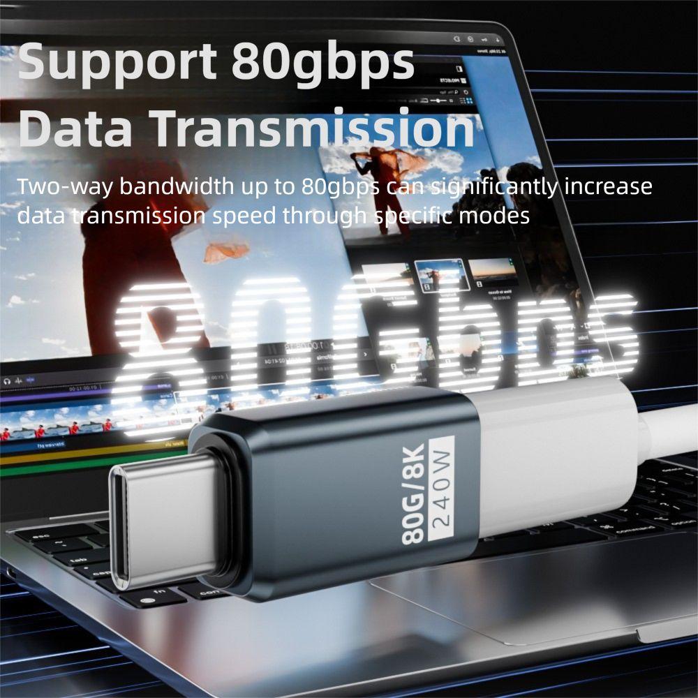 240W Type-C Converter 80Gbps 8K 60HZ USB4 Adapter Data Transmission Male To Female USB-C Extension Connector Mobile Phone