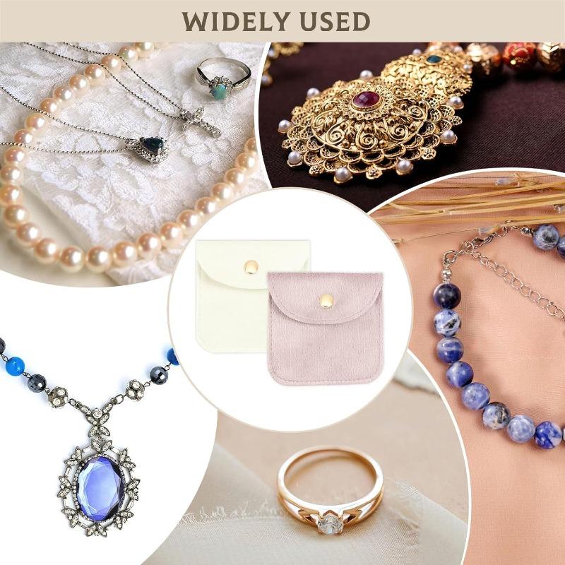 Soft Velvet Jewelry Pouch With Snap Button Mini Storage Bag For Earrings Rings Necklaces Luxury Jewelry Packaging Organizer