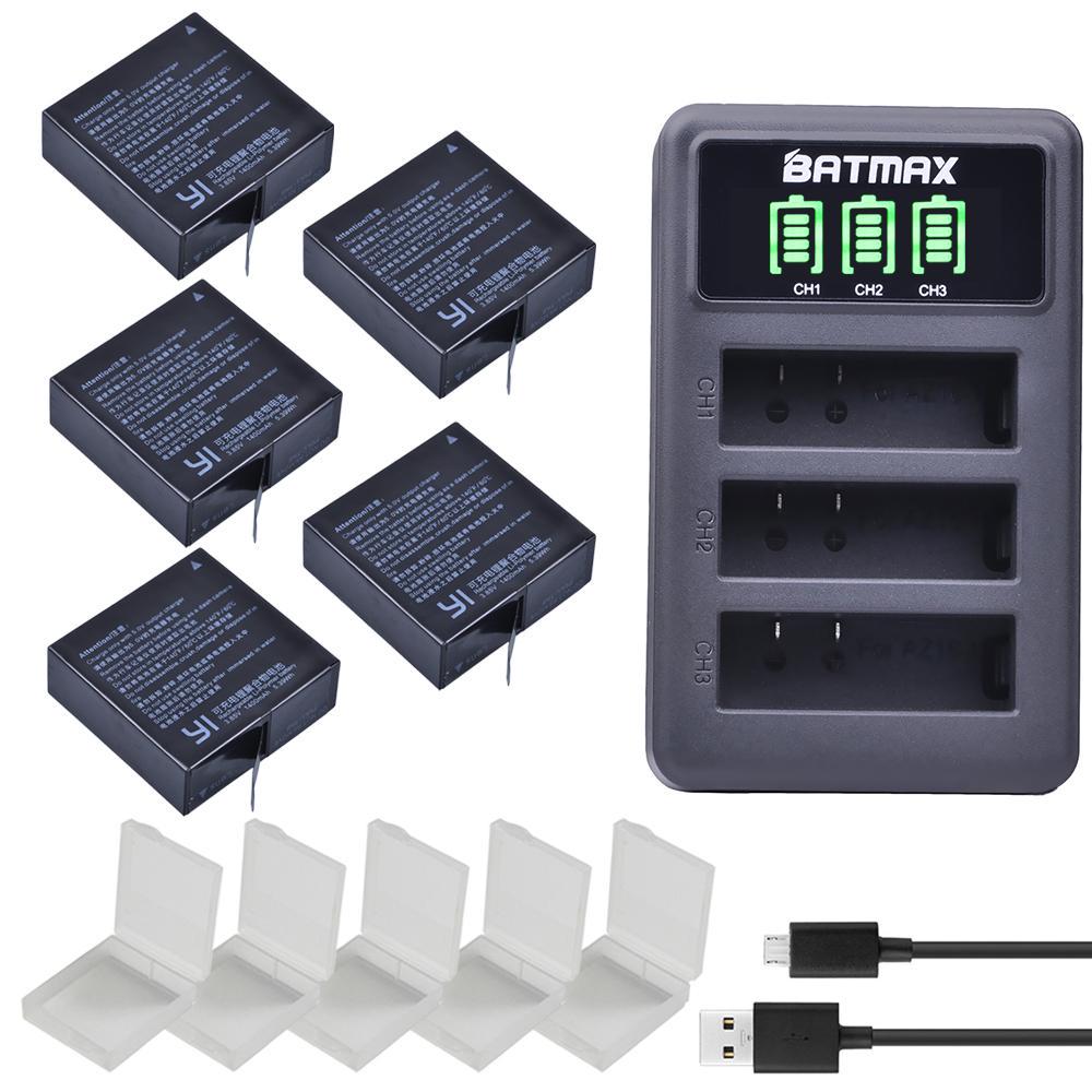 Buy 5Pcs Xiaomi Yi II Xiami Yi 4k Batteries + LCD Dual USB Charger for