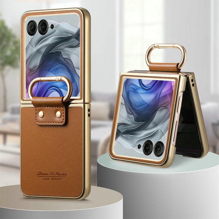 Luxury Case for Motorola Moto Razr 60 Ultra 5G 2025 Armor Leather Back Panel Ring Cover Moto Razr 50 Ultra Case Razr Plus Funda