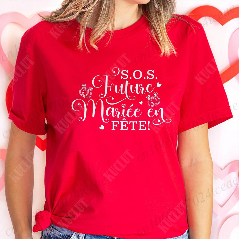 Humor French Bachelorette Party T-Shirt Girls Single Farewell Tees Team Evjf Future Bride Shirt Funny Bridal Shower Wedding Tops