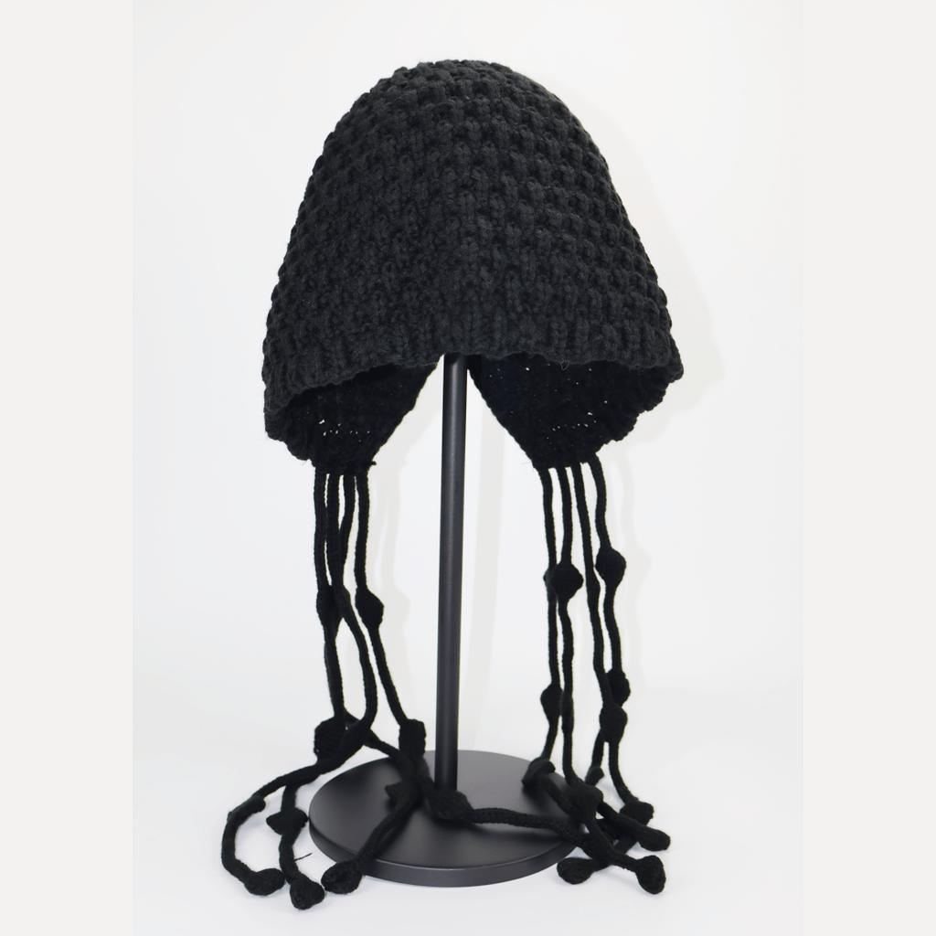 Good-looking Hat Handmade Pom Pom Beanie Hat with Tassels Thick Warm Head Wrap for Women Winter