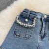Summer Commuter Korean Fashion Girl High Waist Denim Skirt Slim Pleated A-Shaped Fishtail Skirt