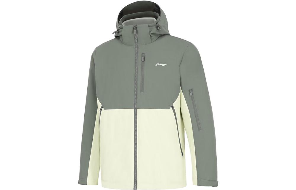 Мужская куртка Li Ning Fitness Series Серая Зеленая AWBT015-1 S