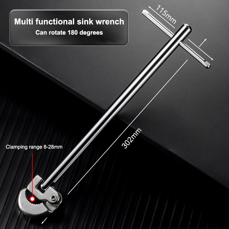 180 Degree Rotating Adjustable Basin Spanner For Carbon Steel Tap Nut Spanner Universal Sink Plumbing Repair Hand Tool