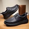 Fashion Forward Slip On All Black Mens Daily Wear Shoes Lightweight Plush Comfort Athletic Shoes For Middle Aged Elderly Dad Shoes
