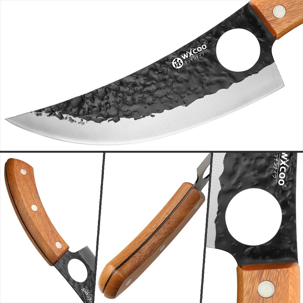 Professional Kitchen Knife Forged Butcher Knife Wooden Handle Stainless Steel Boning Knife Cutter Full Tang with Cover