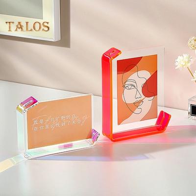 6/7-Zoll schwebender Bilderrahmen, DIY, doppelseitig, horizontal, vertikal, Neon-Acryl, für Zuhause, Büro, auf dem Schreibtisch, dekorativer Bilderrahmen