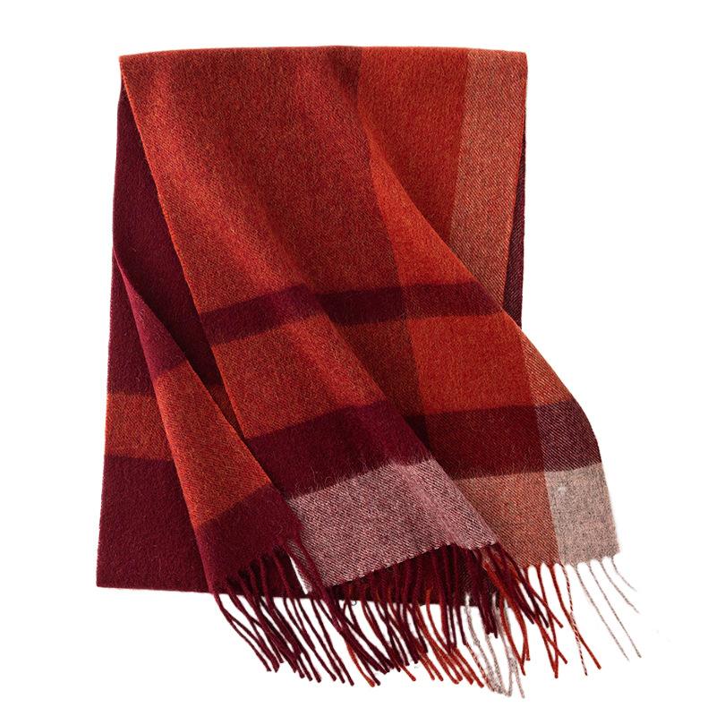 New Year Wool Scarf Plaid Women's Autumn and Winter Versatile Shawl Student Plaid Simple Warm Scarf Cashmere Feel