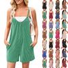 Women's Fashion Loose Solid Color Twisted Stripe Back Pants Pocket Straight Jumpsuit