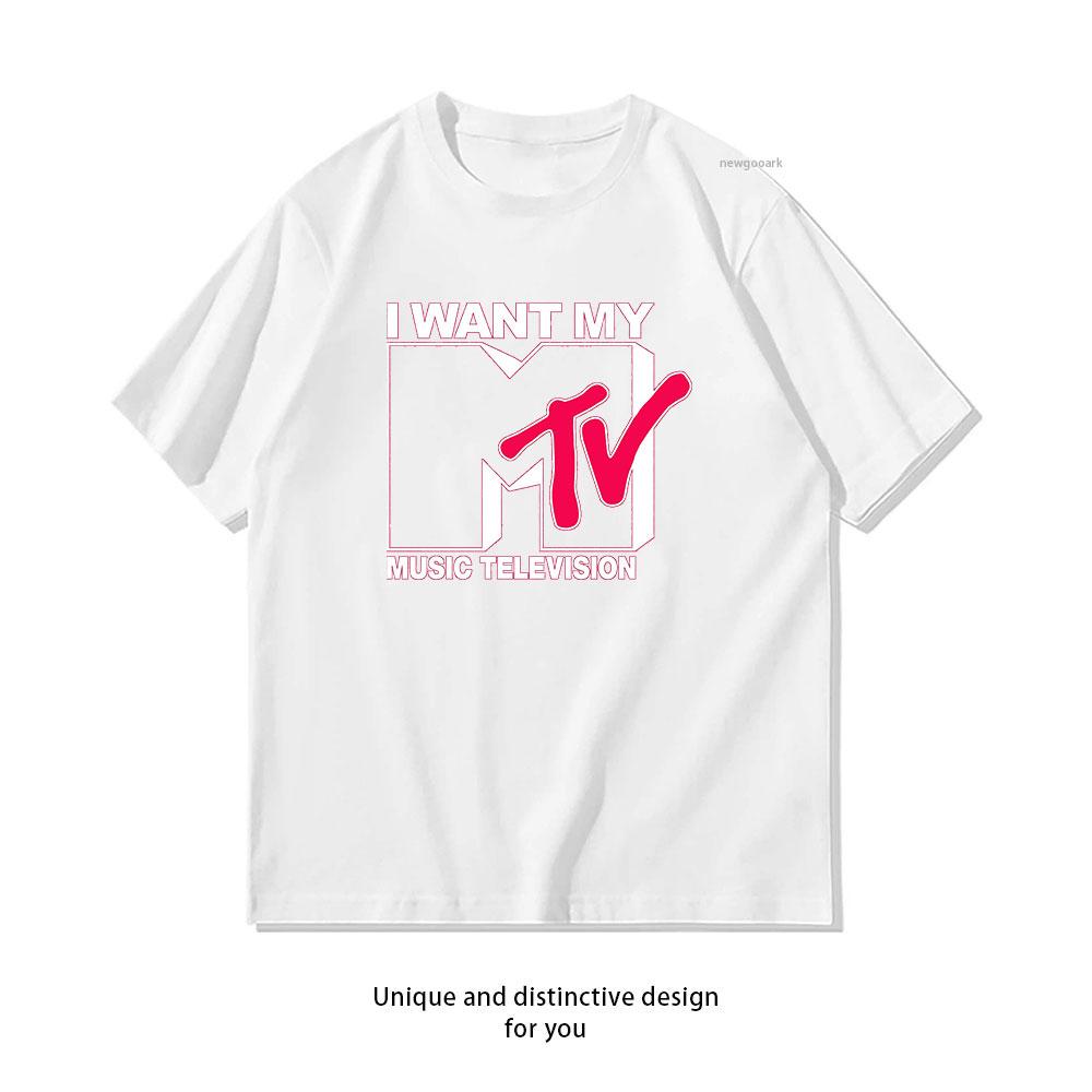 

MTV Music Television Want Classic TShirt Women Unisex Casual cotton printed t shirts streetwear tops tee Shortsleev outdoors S