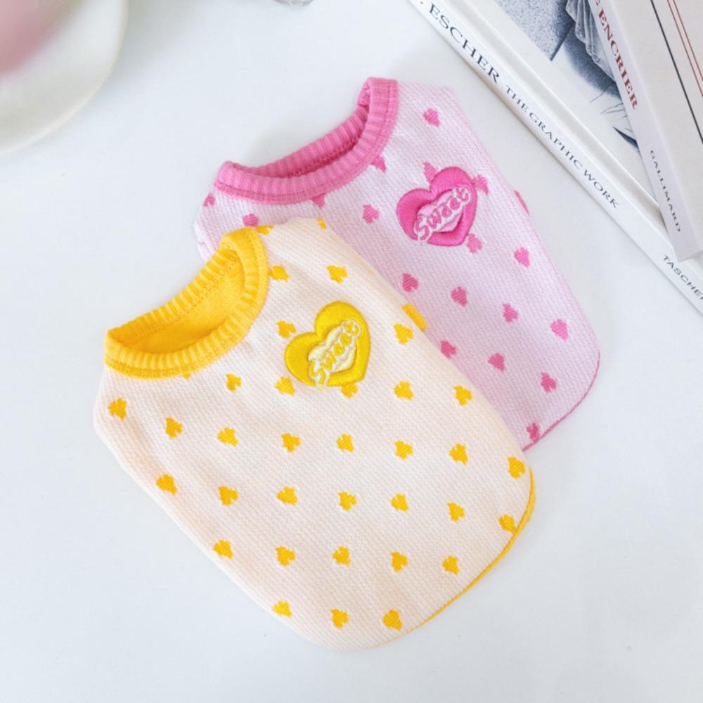 Autumn and Winter Home Love Embroidery Base Shirt Cute T-shirt Pet Clothing Cat Clothing Pet Clothing Teddy Puppy Clothes