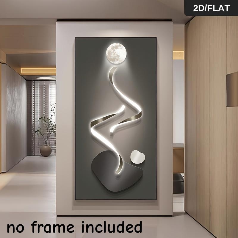 1 Stück moderne minimalistische LED-beleuchtete Mond-Dekorationsmalerei, abstrakte Linien im nordischen Stil, Wanddekoration für Zuhause, Wohn